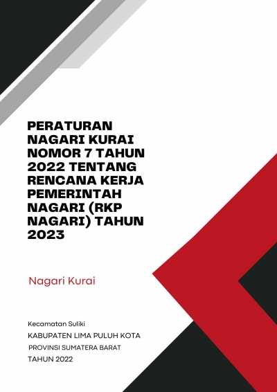 Peraturan Nagari Kurai Nomor 7 Tahun 2022 Tentang RKP Nagari Tahun 2023